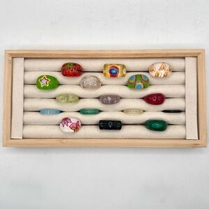 Lot of 15 Acrylic Colorful Domed Rings - Marbled Hand Painted, Fun Ring
